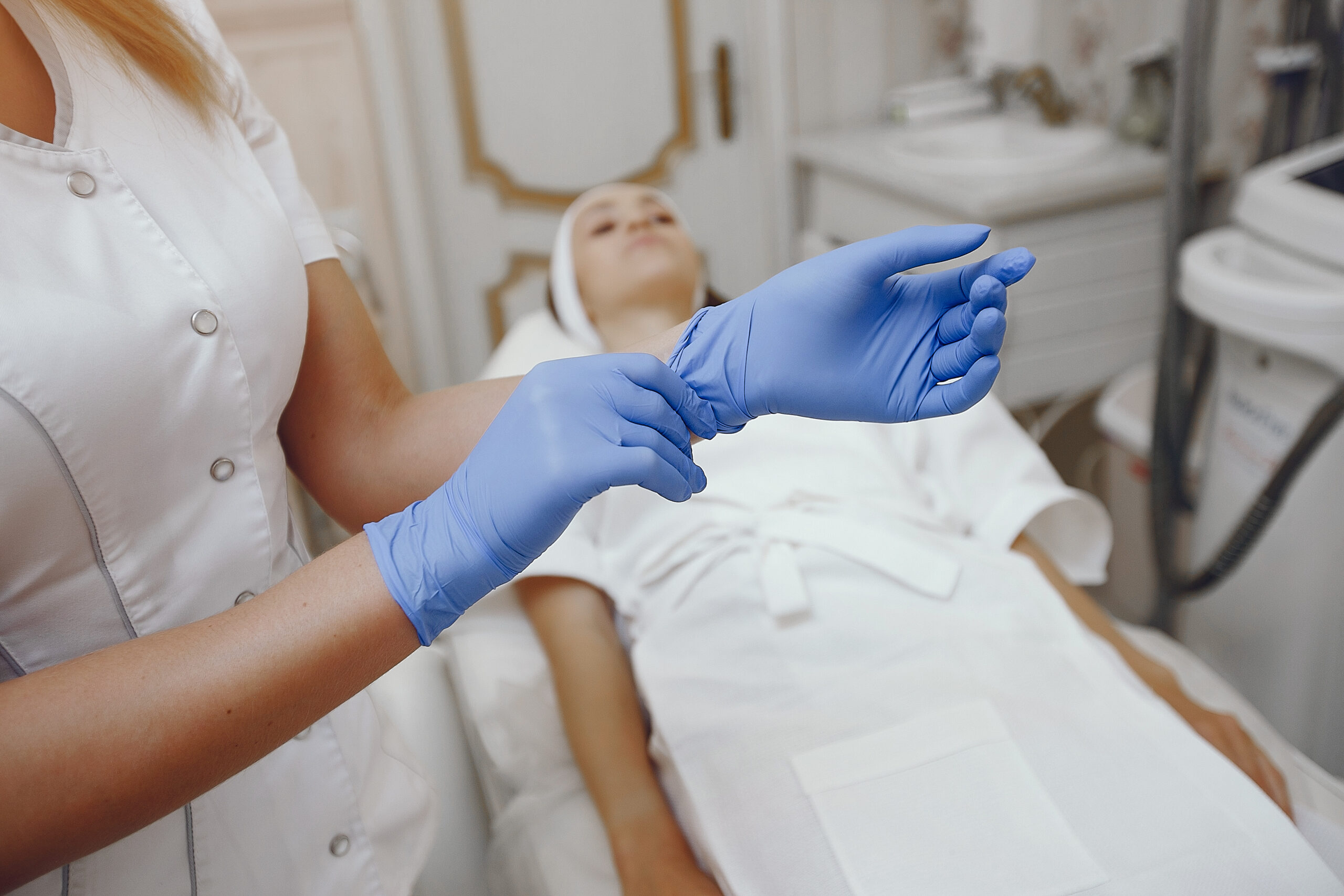 Woman in cosmetology studio on a procedures